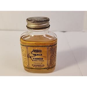 VINTAGE F. WEBER DAMAR VARNISH FOR ARTISTS PICTURES PHILADELPHIA. 3.5"